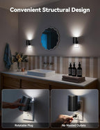 Brightown 2 Pack Black Night Lights Plug into Wall, Modern Night Light with Rotating Plug, Dusk to Dawn Sensor, 0-100LM Stepless Dimming Aora Night Light for Hallway Bedroom Bathroom, Pure White