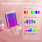 MAONO Gaming USB Microphone with Noise Cancellation, Streaming mic for PC Computer MAC PS4 PS5, All-in-One Kit with Mute, Monitor for Recording, Podcast, Twitch, YouTube, Discord, DGM20S Pink
