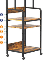 Arbuxzuy 4 Tier Printer Stand with Storage Shelf, Large Tall Printer Cart with Wheels, Mobile Printer Table for Home Office, Adjustable Stands for Heat Press Scanner Fax (Brown)
