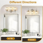 EJIAXIN 3 Light Crystal Bathroom Light Fixtures, Brushed Nickel Vanity Mirror Lights, Crystal Bath Vintage Wall Mounted Lamps Wall Light Fixtures for Bathroom, Living Room