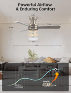 Homlit 42" RGB Ceiling Fan with Light, Music Sync Smart Fan with Alexa/Google/App Control, Low Profile Flush Mount, 6-Speed Quiet DC Motor, 4 CCT Dimmable Lighting for Bedroom Living Room