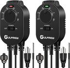2 Pcs Plug in Thermostat for Heater, Thermostat Plug Outlet with 4.9FT Power Cord, Heating and Cooling Thermostats Outlet with Temperature Probe for Space Heater, Greenhouse Fan (Black)