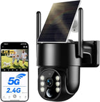 Noaheye Solar Security Cameras Wireless Outdoor, 5G&2.4GHz Cameras for Home Security, 2K Solar Outdoor Camera, Color Night Vision, AI Human Detection, 2-Way Talk, Siren Alarms (2-Pack)