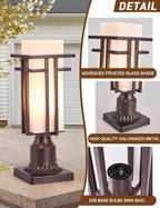 EERU Oil Rubbed Bronze Outdoor Post Lights,Waterproof Pole Mount Light Fixture with Pier Mount Adapter(with 3-Inch Pier Mount Base), Exterior Lamp Post Lantern Head for Yard,Garden Backyard and Porch