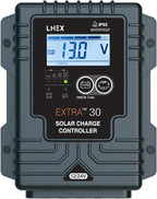 LNEX Solar Charge Controller Waterproof,30A Solar Panel Regulator with Temp Sensor,Backlit LCD, 12V/24V PWM Solar Controller for LiFePO4,AGM, Gel, Flooded and Lithium Battery