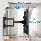 Pipishell Full Motion TV Wall Mount for Most 37-84 Inch TVs up to 132lbs, Wall Mount TV Bracket Articulating Swivel Tilt Extension Leveling Max VESA 600x400mm Fits 12/16" Wood Stud, PILFK1