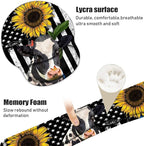 Keyboard Wrist Rest and Mouse Pad Wrist Support Set with Coasters, Ergonomic Gaming Mousepad for Home Office Working Studying Easy Typing & Pain Relief, American Flag Sunflower and Cow