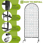VGMiu Grid Wall Panel 1PCS Display Stand 2' x 5.2' FT Black Grid Wall Panels Movable Retail Display Racks Floorstanding Gridwall Heavy Duty with Wheel for Art Craft Photo Displays Fair Trade Show