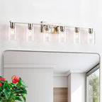 SOPEAS 6-Light Bathroom Light Fixtures, Vanity with Clear Glass, Brushed Nickel Lighting Fixtures Over Mirror, 42inch Large Lights for Bathroom
