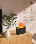 Essential Oil Diffuser Humidifer with Flame Light Effect, 180ml Air Diffuser for Essential Oils, Humidifiers for Bedroom with 2 Brightness, Auto-Off Function(White)