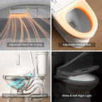 R&T V303 Auto-Open Smart Bidet Toilet Seat, Elongated Electric Bidets with Warm Water, Air Dryer, Adjustable Heated Seat, Nightlight, Bidet Attachment for Toilet