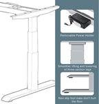 Fromann Electric Standing Desk Frame Dual Motor 3 Stages Height Adjustable Desk Legs with USB A+ C Ports Sit Stand up Desk Base for Home and Office (Grey)