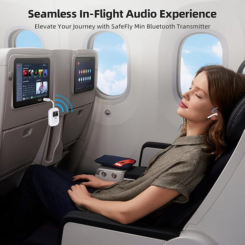 1Mii Airplane Bluetooth 5.3 Transmitter for All Headphones - Bluetooth Adapter for TV - Dual Connection - aptX Low Latency - Flying Travel, Wireless Audio Aux for MP3,Game,PC-White