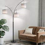 Fansdrick Floor lamp with Remote, 3 Light Arc Floor Lamps for Living Room, 2400LM Tall Standing Floor Lamps with Gray Shades, 80" Large Floor Lamp for Bedroom, Office