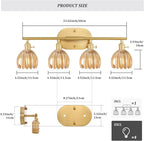 Shenmoyl Bathroom Light Fixtures, 4-Light Brass Vanity Wall Light Over Mirror with Amber Tulip Glass Shade for Bedroom Living Room (Bulb Not Included)