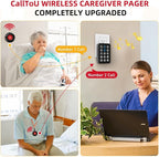 CallToU Wireless Caregiver Pager Nurse Call Button for Elderly LED Call Light Nurse Alert System Call Bell for Patients at Home Clinic/Medical Institution/Nursing Home (15 Call Button + 1 Receiver)