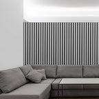 NeatiEase Wood Wall Panels, 9 Feet Acoustic Slat Wall Panels for Interior Wall Decor and Noise Reduction, Decorative Slat Wall Paneling, Gray Oak, 6-Piece