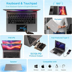 ELECROW Portable Monitor with Keyboard, 14 Inch Lapdock Display with Built-in Battery, 1080P FHD USB C Monitors with RPi5 & Jetson Adapters Compatible with Raspberry Pi, PC, Phone, Mac, Game Console