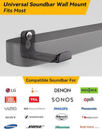 MUAKIOY SoundBar Wall Mounts, Universal Sound Bar Brackets Under TV, Depth Adjustable 3.4" to 5.8" for More Soundbars, Dual Spearkers Holders with All Hardware Kit