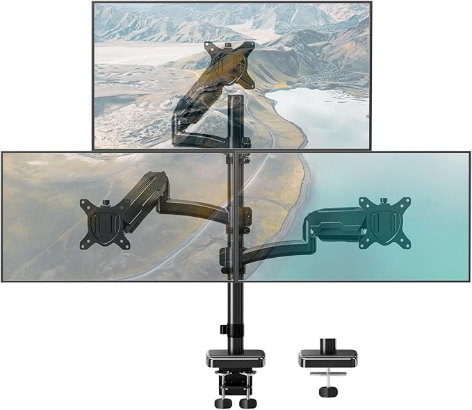 DreamAxis Triple Monitor Mount up to 32" Computer Screen, up to 19.8lbs Each, Adjustable 3 Monitor Stand with Clamp & Grommet Kit, Gas Spring Arm with Tilt Swivel Rotate, VESA Mount 75x75/100x100mm
