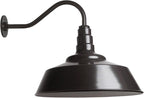 Steel Lighting Co. Large Outdoor Barn Light | Gooseneck Light Fixture | Made in America from 18-Gauge Steel | 20" Dome | 16" Gooseneck Gooseneck Dark Bronze Exterior/White Interior