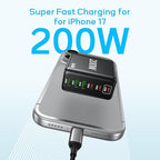 2 Pack USB C Charger Block 200W,6 Port Foldable Fast Charger Type C Charger iPhone 17 16 Fast Charging PD 3.1 Charging Station for All iPhone/Samsung Galaxy S25/S24/MacBook Pro/iPad