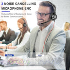 Callez Wired USB Headset with ENC Dual Noise Cancelling Mics, On-Ear Computer Headset for PC Laptop, Professional Work Headphones for Home Office Teams Skype Zoom Call Center, MS Teams Call Control