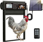 XRDZYXGS Automatic Chicken Coop Door Opener, Space-Saving Roll-up Design, 11.8" x 18.9" Aluminum Alloy Poultry Door for Ducks Geese, Solar Panel with Built-in 6000mAh Battery, Support USB-A Power