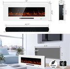 50" Electric Fireplace, Recessed & Wall Mounted Fireplace Heater 13 * 13 Colors Flame &Fuel Bed w/5 Dimmer, Touchscreen &Remote Control Temp, Overheating Protect, Hardwired, 1500W, White