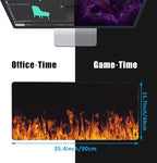 EOBKLAX Fire Flames Large Gaming Mouse Pad,Waterproof Desk Mat for Desktop,Non-Slip Rubber Base Mousepad with Stitched Edges for Laptop Office and Home 35.4X15.7 Inch