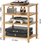 4-Tier AV Media Player Stand, Natural Stereo Cabinet, Modern Audio Shelf, Wooden TV Stand,Game Console Shelf, Multifunctional Entertainment Center, Suitable for Home, Conference Room, Game Studio
