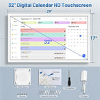 32 Inch Digital Calendar, Electronic Chore Chart, Smart Weekly and Monthly Planner 1920 * 1080P IPS Touchscreen Wall Calendar Rewards for Family Schedules, Meal Planning Gift