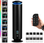 Waterless Scent Diffuser Starter Kit - 1500 Sq Ft Coverage, Scent Diffuser for Home, Hotel, Studio, Essential Oil Diffuser Large Room, 7 Mood Lights Setting, 5 Essential Oils Included, Black, 11.50In