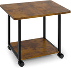 MARTY 22"x15.75" Large Under Desk Printer Stand with Storage Shelf 2-Tier Rolling Printer Cart with Wheels Printer Table for Home Office Heavy Duty Storage Rack for Scanner Fax Machine, Rustic Brown