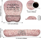 Ergonomic Mouse Pad Wrist Support and Keyboard Wrist Rest Set with Coasters, Non-Slip PU Base, Easy Typing & Pain Relief, Perfect for Home Office Working Studying, Bible Verse Psalm 46:5