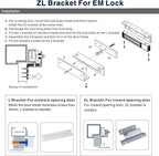 Z and L Bracket for 280KG 600LBS Holding Force Electromagnet Lock Single Door Access Control Electric Magnetic Door Lock