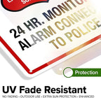 Warning 24 HR. Monitored Alarm Connected To Police Sign, 10x14 Inches, 55 mil thick HDPE (high density polyethylene), Made in USA by My Sign Center
