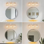 FDPBY Modern 3 Light Crystal Vanity Light, Brushed Nickel Vertical Bathroom Light Fixture Over Mirror for Dressing Table Sink, Compatible with Dimmable Bulbs (Bulbs Not Included)