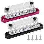 8 x M5 (#10) Studs Power Distribution Block Bus Bar 12V, Ampper 5.9" HD 120A Marine BusBar Battery Distribution Block W/Cover for Car Boat Solar (Red & Black)