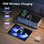 GOLDENMATE 600VA/360W Lithium UPS Battery Backup and Surge Protector, Backup Battery Power Supply with LiFePO4 Batteries(76.8 Wh), 6 Outlets, 2 USB Charger Ports, Wireless Charging, Compact Design