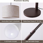 Fansdrick Dimmable Floor Lamp - Arc Floor Lamps for Living Room, 4000LM Super Bright Modern Tall Standing Lamp with Black Shades & Heavy Base, Mid Century Tree Floor Lamp for Bedroom Office