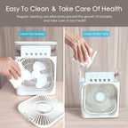 NTMY Portable Air Conditioner Fan, Mini Evaporative Air Cooler with 7 Colors LED Light, 1/2/3 H Timer, 3 Wind Speeds and 3 Spray Modes for Your Desk, Nightstand, or Coffee Table