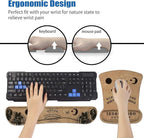 Ergonomic Mouse Pad Wrist Support and Keyboard Wrist Rest Set with Coasters, Non-Slip PU Base, Easy Typing and Relieve Wrist Pain, Perfect for Home Office Working Studying, Retro Ouija Board