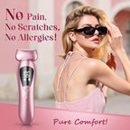 rategist Cordless Electric Razors for Women: Rechargeable Painless Bikini Trimmer for Body Hair - IPX7 Waterproof Shaver with LED Display for Face/Underarm/Leg Light Pink