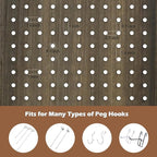 ECOMEX 4 Panel Room Divider, 5.6Ft Pegboard Display Wooden Room Divider Folding Privacy Screen Room Divider Freestanding Peg Board Display for Trade Show Craft Show Home Wall Organizer, Retro Brown