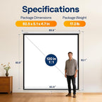 VIVOHOME 120 Inch 1:1 Pull Down Projector Screen, HD 4K Retractable Movie Screen for Indoor Home Theater and Office, Manual Projection Screen with Auto Locking (84Wx84H Inch Display Area)