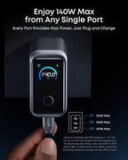Anker Prime Charger, 160W 3-Port Compact GaN USB C Charger Block, Smart Display and Touch Control, 140W Max Charging via Any Single Port, for MacBook Pro/Air, Laptop, iPhone 17/16 Series(Non-Battery)