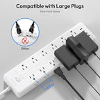 24 Widely Outlets Extension Cord 15 Ft NTONPOWER Long Extension Cord Surge Protector with 4 USB Ports,15A/1875W Power Strips with Surge Protection 4000J, Wall Mount Holes for Home, Office(White)