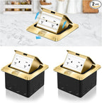 Vagueior Pop Up Floor Electrical Outlet Stainless Steel Box Kit, 20A TR Receptacle Outlet，Tamper-Resistant Receptacle Outlet, ETL Certified,Gold(2 Pack)
