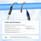 Smithok 2Pack 1/4" to XLR Cable,Heavy Duty Nylon Braided,Gold Plated Plug,Balanced 1/4" TRS (Quarter Inch 6.35mm) to 3pin XLR Female Patch Cable, Microphone Cable, for Speaker,Mixer-6.6ft
